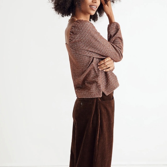 Madewell Jacquard Puff-Sleeve Crop Top M - Picture 2 of 5